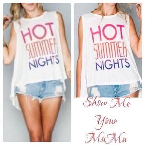MuMu Mellow “Hot summer nights” graphic tank top sleevless lightweight. Sz S